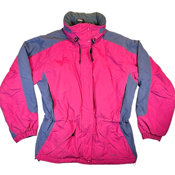 LL Bean Women’s L Ski Jacket Hooded Thinsulate Pink Lined‎ Insulated ORF98 VTG - Picture 1 of 16